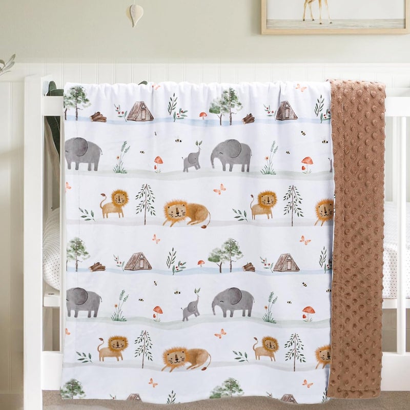 BORITAR Baby Blanket for Boys Girls, Soft Plush Minky Fabric with Double Layer Dotted Backing, Lovely Woodland Animal Pattern for Infant Toddler Newborn, 30 x 40 Inch - Image 5